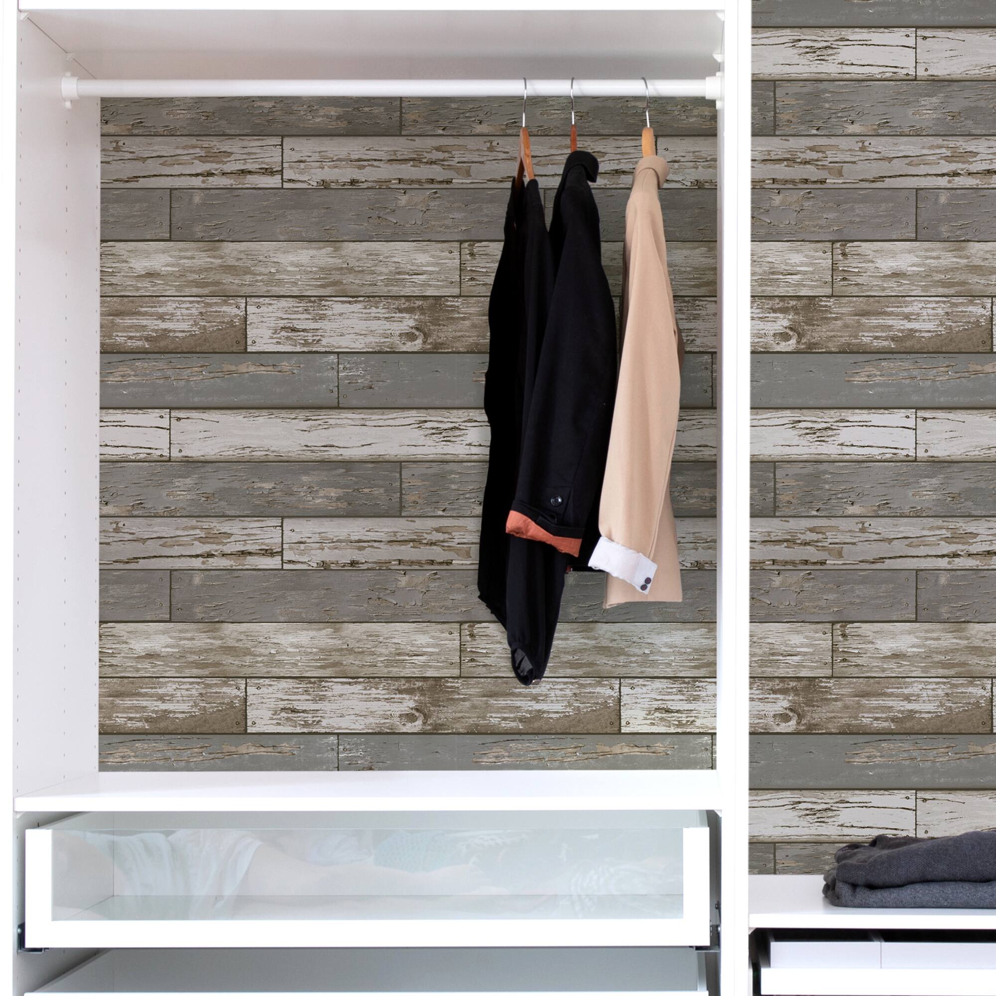 NuWallpaper Scrap Wood Beige Peel & Stick Wallpaper